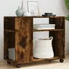 vidaXL Vidaxl Table D'appoint Avec Roues Chêne Fumé Bois D'ingénierie