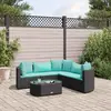 vidaXL Salon de jardin 6 pcs avec coussins noir résine tressée