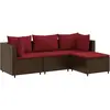 vidaXL Salon de jardin 4 pcs avec coussins Marron Résine tressée