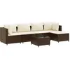 vidaXL Salon de jardin 6 pcs avec coussins Marron Résine tressée
