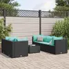 vidaXL Salon de jardin 6 pcs avec coussins Noir Résine tressée