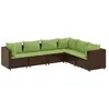 vidaXL Salon de jardin 6 pcs avec coussins Marron Résine tressée