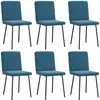 vidaXL Chaises à manger lot de 6 bleu velours