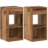vidaXL Tables de chevet avec tiroir 2 pcs vieux bois 35x34x66,5 cm