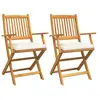 vidaXL Chaise pliante 2 pcs Blanc 49 x 57,5 x 92 cm Bois massif Acacia