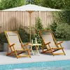 vidaXL Chaise longue 2 pcs Marron 61.5 x 123 x 82cm Bois massif Acacia