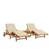 vidaXL Chaise longue 3 pcs Beige 40 x 40 x 40cm Bois massif Acacia