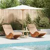 vidaXL Chaise longue au soleil Set de 2 Beige Bois et tissu rembourré