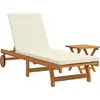 Vidaxl ensemble de 2 chaises longues bois crème