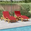 vidaXL Bain de soleil 2 pcs rouge 200 x 67 x 84cm bois massif acacia