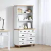 Vidaxl - Hutch Avec Tiroir Blanc 91 X 40 X 184 Cm Bois De Pin Massif