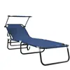 vidaXL Chaise longue pliante avec auvent bleu en tissu Oxford 600D