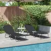 vidaXL Chaise longue pliante 2 pcs Portable Noir Tissu Oxford 600D