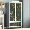 Vidaxl Armoire Tableau Noir Avec Porte Gris Et Blanc Bois D'Ingénierie