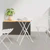vidaXL Table de bistro pliable  Blanc Ø50x71 cm en acier thermolaqué
