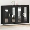 vidaXL Buffet Mural Vidaxl Ensemble De 2 Chêne Noir Bois, Verre