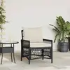 vidaXL Chaise de jardin avec coussin Noir 73 x 61 x 77 cm Poly-rotin