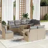 vidaXL Salon De Jardin Avec Coussins 9 Pcs Beige Résine Tressée