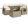 vidaXL Salon de jardin avec coussins 5 pcs beige résine tressée