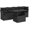 vidaXL Salon de jardin 5 pcs avec coussins noir résine tressée
