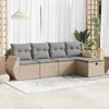 vidaXL Salon de jardin avec coussins 5 pcs beige résine tressée
