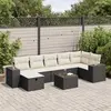 vidaXL Salon de jardin 8 pcs avec coussins noir résine tressée