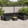 vidaXL Salon de jardin 9 pcs avec coussins noir résine tressée
