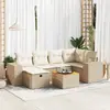 vidaXL Salon de jardin avec coussins 7 pcs beige résine tressée