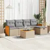 vidaXL Salon de jardin avec coussins 6 pcs beige résine tressée