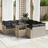 vidaXL Salon de jardin 9 pcs avec coussins gris clair résine tressée