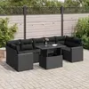 vidaXL Salon de jardin 8 pcs avec coussins noir résine tressée