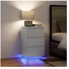 vidaXL Table de chevet avec lumières LED blanc 38x34x65 cm