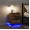 vidaXL Tables de chevet avec lumières LED 2pcs chêne fumé 38x34x50 cm