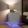 vidaXL Tables de chevet avec lumières LED 2 pcs blanc 38x34x50 cm