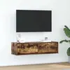 vidaXL Meuble Tv Vidaxl Chêne Fumé 100x31x25,5 Cm Bois D'ingénierie
