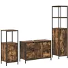 vidaXL Ensemble de mobilier de salle de bain 3 pcs Chêne fumé et noir