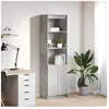 Vidaxl buffet haut gris béton 50x35x180 cm bois d'ingénierie