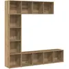 Bibliothèques 3 pcs chêne artisanal bois d'ingénierie - Vidaxl