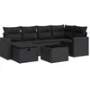 vidaXL Salon de jardin 7 pcs avec coussins noir résine tressée
