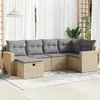 vidaXL Vidaxl Salon De Jardin Avec Coussins 6 Pcs Beige Résine Tressée