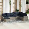 vidaXL Salon de jardin 8 pcs avec coussins gris résine tressée