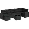 vidaXL Salon de jardin 8 pcs avec coussins noir résine tressée