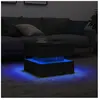 vidaXL Table basse avec lumières LED chêne noir 50x50x40 cm
