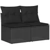 vidaXL Salon de jardin 4 pcs avec coussins noir résine tressée acacia