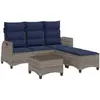 Vidaxl salon de jardin 3 pcs avec coussins forme l gris résine tressée