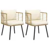 vidaXL Chaises de jardin lot de 2 avec coussins naturel résine tressée