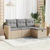 vidaXL Vidaxl Salon De Jardin Avec Coussins 4 Pcs Beige Résine Tressée