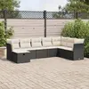vidaXL Salon de jardin 8 pcs avec coussins noir résine tressée