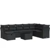 vidaXL Salon de jardin 9 pcs avec coussins noir résine tressée