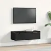 vidaXL Meuble mural - Chêne noir - 68x30x20 cm - 2 tiroirs - Finition mate